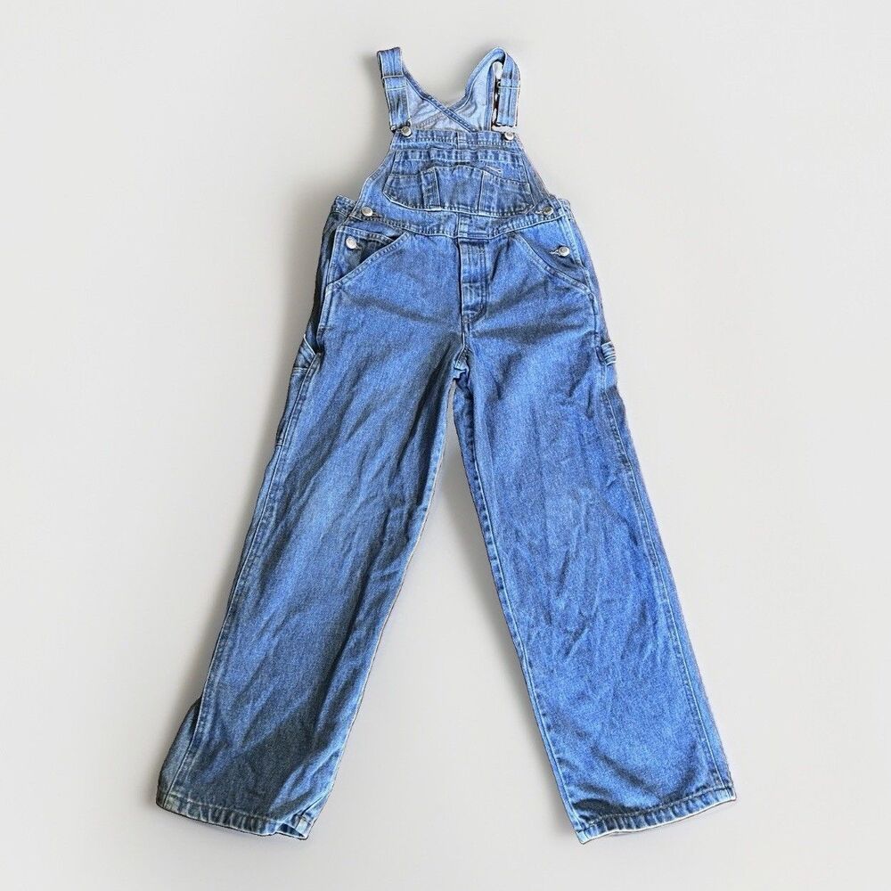 Y2K Vintage OLD NAVY Blue Jean Overalls Carpenter Denim Kids Size 10/12